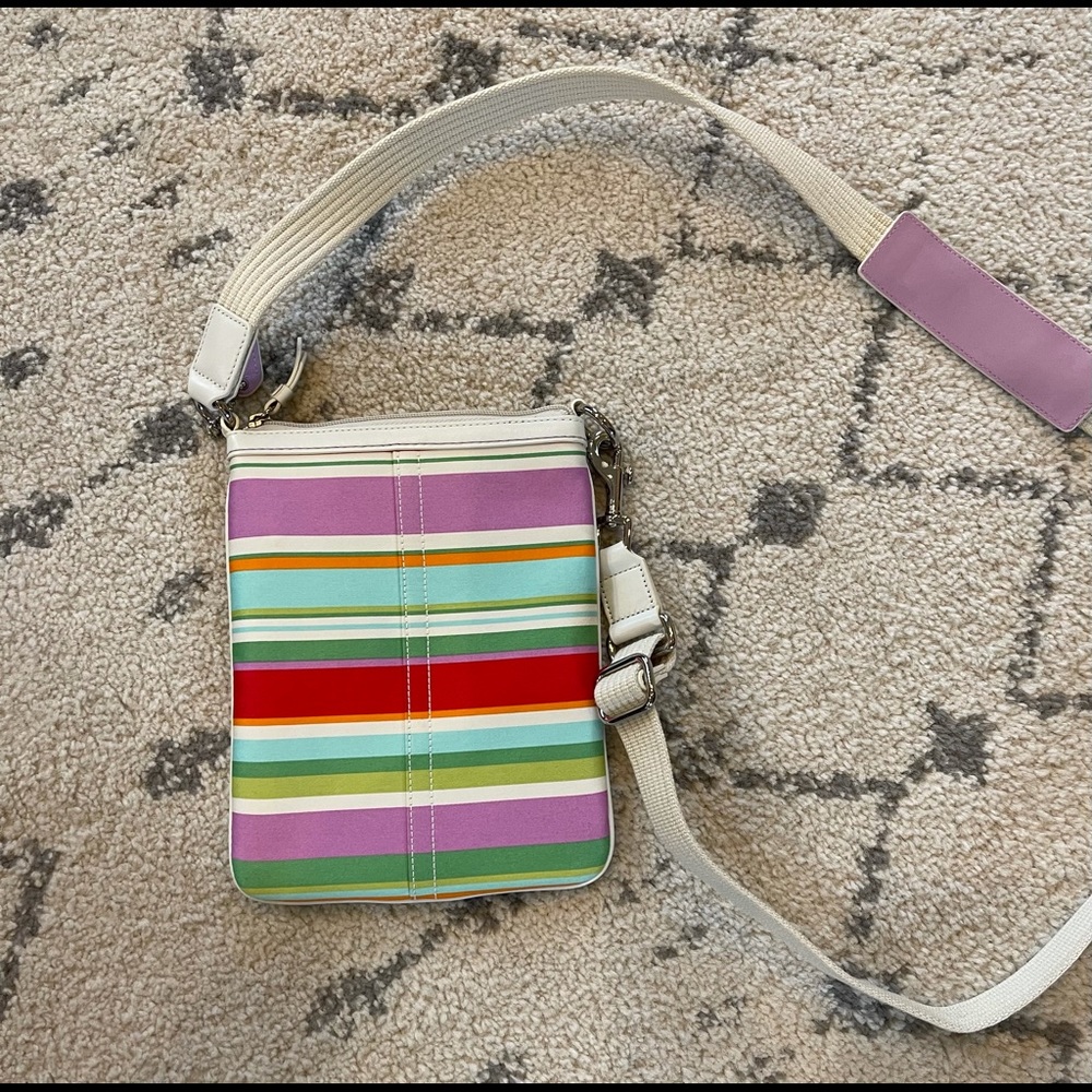 COACH Crossbody Muti Color Stripe Versatile Classic Preppy Adjustable - Picture 6 of 7